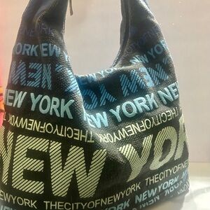 Robin Ruth Blue and Gray Text Print Bag